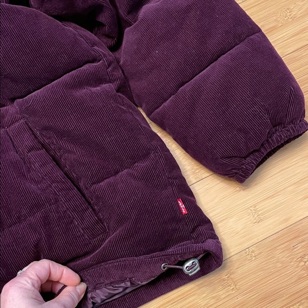 Levi's Zoe Corduroy Jacket Size XXL Full Zip Coat Burgundy Puffer Red Purple - Picture 13 of 17